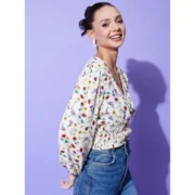Generic Women's Polyester Floral Long Sleeves Top (Multicolor) - Image 4