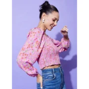 Generic Women's Polyester Floral Long Sleeves Top (Multicolor) - Image 4