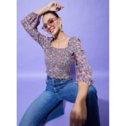 Generic Women's Polyester Floral Long Sleeves Top (Multicolor) - Image 3
