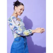 Generic Women's Polyester Floral Long Sleeves Top (Multicolor) - Image 2