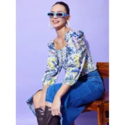 Generic Women's Polyester Floral Long Sleeves Top (Multicolor) - Image 3