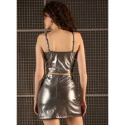 Generic Women's Polyester Solid Shoulder Straps Top (Silver) - Image 4