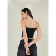 Generic Women's Denim Lycra Solid Sleeveless Top (Black) - Image 3