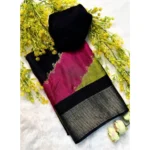 Generic Women's Dola Silk Embellished Saree With Unstitched Blouse 5.5Mtr (Multicolor)