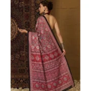 Generic Women's Crepe Printed Saree With Unstitched Blouse 5.5Mtr (Maroon) - Image 2
