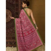 Generic Women's Crepe Printed Saree With Unstitched Blouse 5.5Mtr (Pink) - Image 2