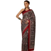 Generic Women's Crepe Printed Saree With Unstitched Blouse 5.5Mtr (Multicolor) - Image 5