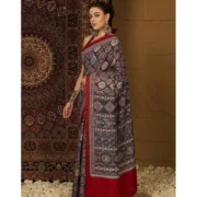 Generic Women's Crepe Printed Saree With Unstitched Blouse 5.5Mtr (Multicolor) - Image 3
