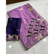 Generic Women's Star Georgette Embellished Saree With Unstitched Blouse 5.5Mtr (Lavender) - Image 5