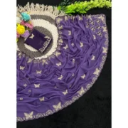 Generic Women's Star Georgette Embellished Saree With Unstitched Blouse 5.5Mtr (Lavender) - Image 4