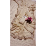 Generic Women's Silk Embellished Saree With Unstitched Blouse 5.5Mtr (Beige) - Image 5