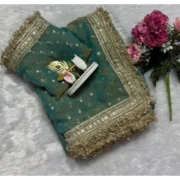 Generic Women's Silk Embellished Saree With Unstitched Blouse 5.5Mtr (Green)