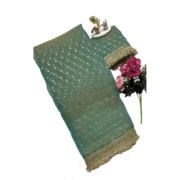 Generic Women's Silk Embellished Saree With Unstitched Blouse 5.5Mtr (Green) - Image 7