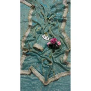 Generic Women's Silk Embellished Saree With Unstitched Blouse 5.5Mtr (Green) - Image 5