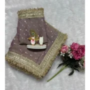 Generic Women's Silk Embellished Saree With Unstitched Blouse 5.5Mtr (Lavender)