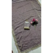 Generic Women's Silk Embellished Saree With Unstitched Blouse 5.5Mtr (Lavender) - Image 6