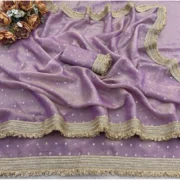Generic Women's Silk Embellished Saree With Unstitched Blouse 5.5Mtr (Lavender) - Image 2