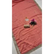 Generic Women's Silk Embellished Saree With Unstitched Blouse 5.5Mtr (Peach) - Image 4