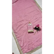 Generic Women's Silk Embellished Saree With Unstitched Blouse 5.5Mtr (Pink) - Image 6