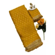Generic Women's Silk Embellished Saree With Unstitched Blouse 5.5Mtr (Yellow) - Image 7