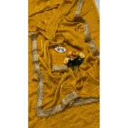Generic Women's Silk Embellished Saree With Unstitched Blouse 5.5Mtr (Yellow) - Image 5