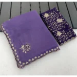 Generic Women's Star Georgette Embroidered Saree With Unstitched Blouse 5.5Mtr (Purple)
