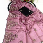 Generic Women's Viscose Silk Embroidered Saree With Unstitched Blouse 5.5Mtr (Pink) - Image 2