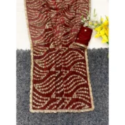 Generic Women's Satin Embellished Saree With Unstitched Blouse 5.5Mtr (Maroon) - Image 4