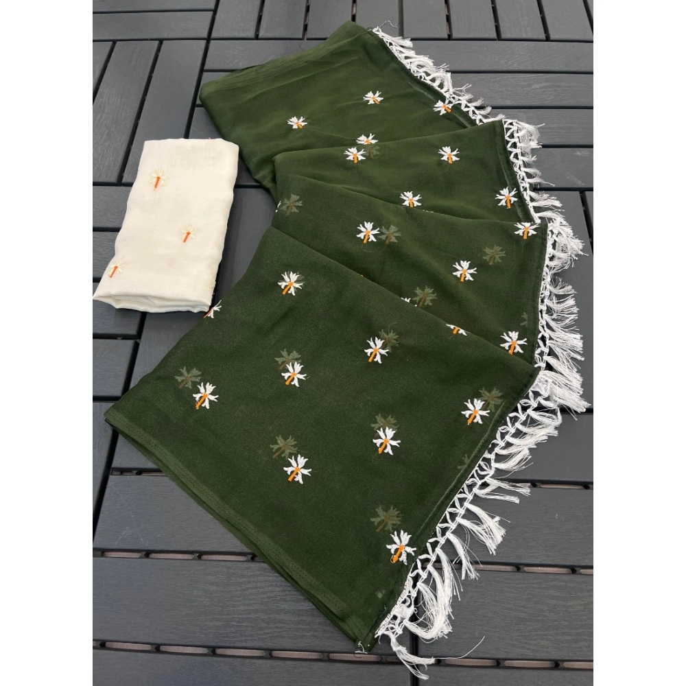 PID-67202-Women-s-Georgette-Embellished-Saree-With-Unstitched-Blouse-5-5-Mtr-Mehendi-1-1000x1000-1.webp Generic Women's Georgette Embellished Saree With Unstitched Blouse 5.5Mtr (Green) - Image 1