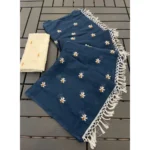 Generic Women's Georgette Embellished Saree With Unstitched Blouse 5.5Mtr (Navy)