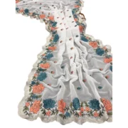 Generic Women's Chiffon Embroidered Saree With Unstitched Blouse 5.5Mtr (White) - Image 3