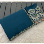Generic Women's Art Silk Embroidered Saree With Unstitched Blouse 5.5Mtr (Blue)