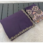 Generic Women's Art Silk Embroidered Saree With Unstitched Blouse 5.5Mtr (Lavender)