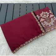 Generic Women's Art Silk Embroidered Saree With Unstitched Blouse 5.5Mtr (Maroon)