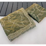 Generic Women's Silk Embellished Saree With Unstitched Blouse 5.5Mtr (Green)