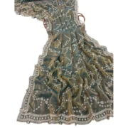 Generic Women's Silk Embellished Saree With Unstitched Blouse 5.5Mtr (Green) - Image 3