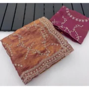 Generic Women's Silk Embellished Saree With Unstitched Blouse 5.5Mtr (Peach)