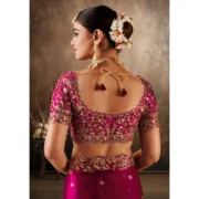 Generic Women's Silk Embroidered Saree With Unstitched Blouse 5.5Mtr (Pink) - Image 2