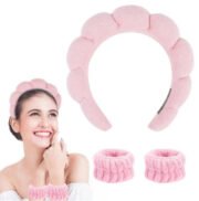 Generic Spa Headband And Wristband Set (Pink) - Image 5