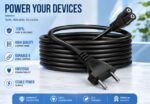 Generic 2Pin Universal AC Power Cord Wire 2.3m (7.5 ft) Compatible with LED TV, Printer, Laptop, PC, Camera (Black) - Image 4