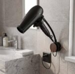 Generic Wood-Plastic Hair Dryer Holder (Black)