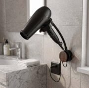 Generic Wood-Plastic Hair Dryer Holder (Black)