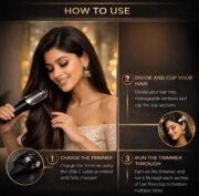 Generic Stainless Steel Cordless Split End Hair Trimmer (Black) - Image 5