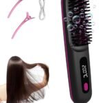Generic Plastic Cordless Hair Straightener Brush (Black-Pink)