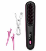 Generic Plastic Cordless Hair Straightener Brush (Black-Pink) - Image 2