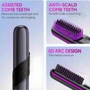 Generic Plastic Cordless Hair Straightener Brush (Black-Pink) - Image 4